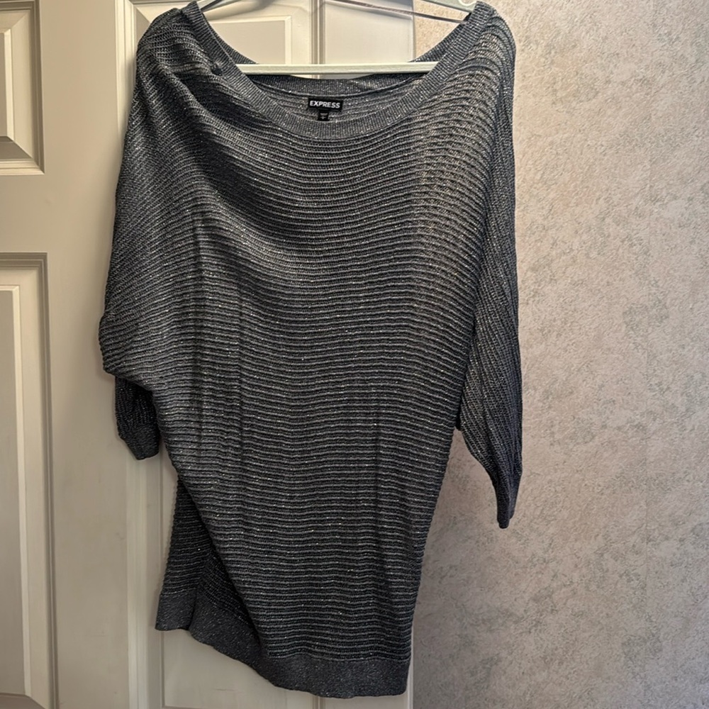 NWOT Express grey sparkle Knit Sweater